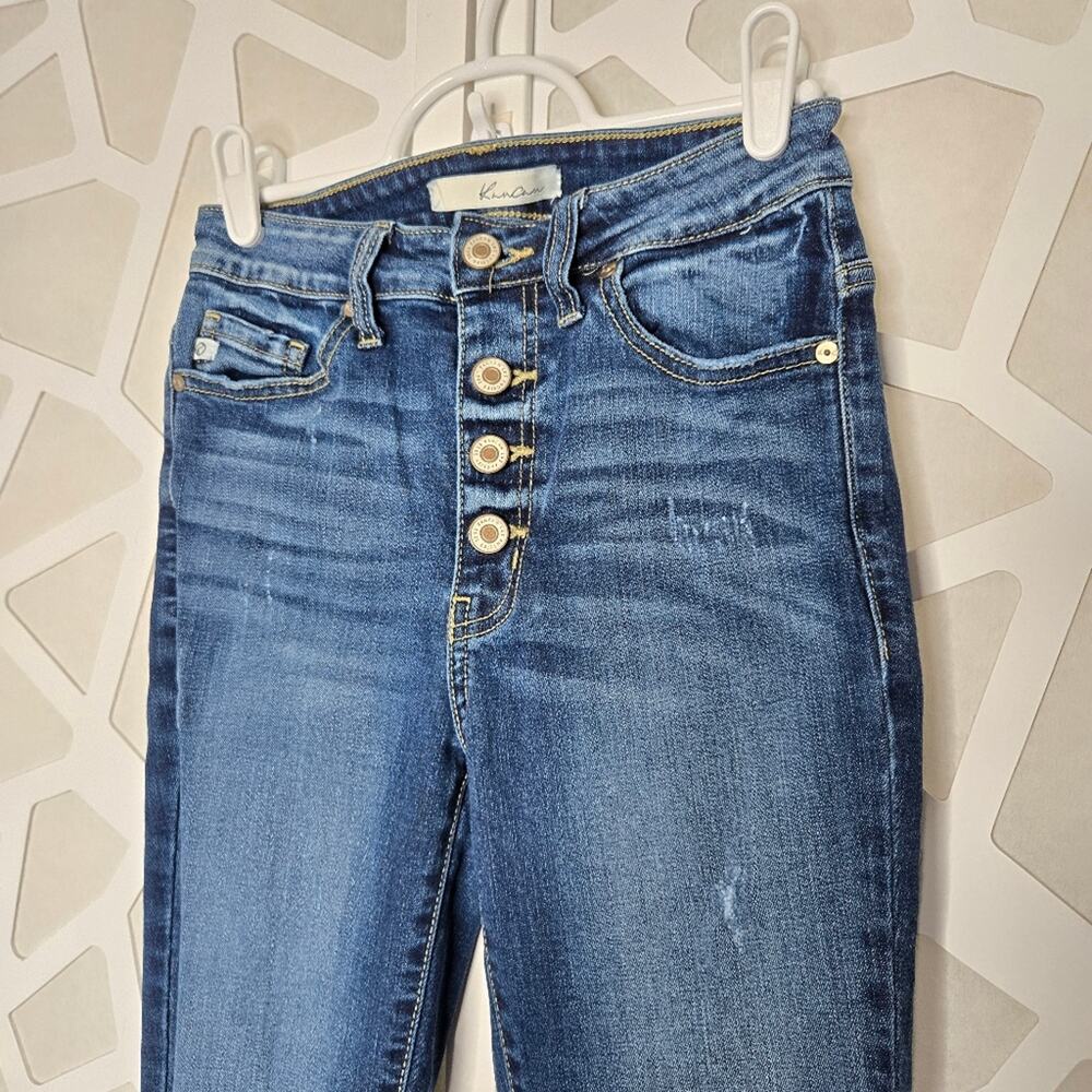 KanCan 9.5" High Rise Button Fly Medium Wash Skinny Jeans Womens 1 or 24 Casual - Picture 2 of 4